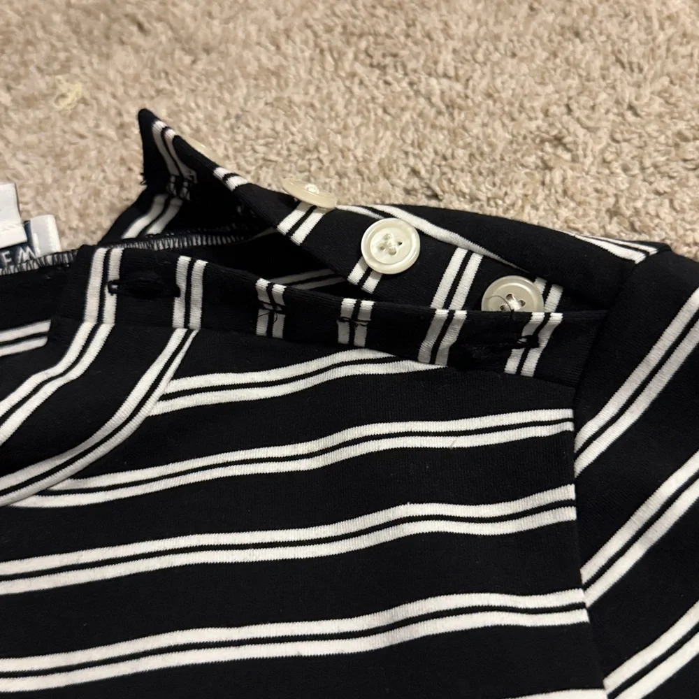 J. Crew Striped Mockneck bodysuit with button shoulders